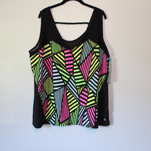 Livi Active Tops - NWT LIVI Active Lane Bryant Neon Cooling Tank Top Black Women's 22/24 H13541